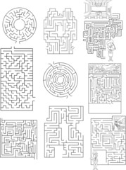 Children illustration, maze collection, children activities 