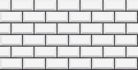 White subway tile seamless pattern. Wall with brick texture. Vector geometric background design