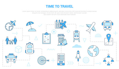 time to travel concept with icon set template banner with modern blue color style