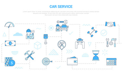 car services concept with icon set template banner with modern blue color style