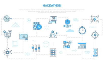 Fototapeta na wymiar hackathon concept with icon set template banner with modern blue color style