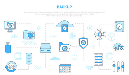 backup concept with icon set template banner with modern blue color style