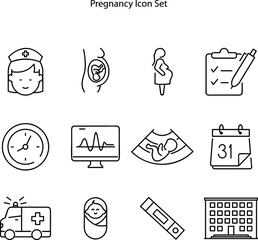 pregnancy icons set isolated on white background. pregnancy icon thin line outline linear pregnancy symbol for logo, web, app, UI. pregnancy icon simple sign.