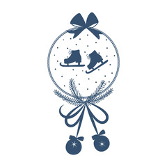 Christmas ball ornament simple design. Hand drawn Christmas bauble. Decoration isolated elements. Doodles and sketches vector illustration