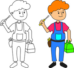 Children illustration about occupation , mechanic 