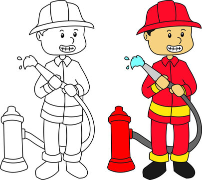 Children illustration about occupation , firefighter 