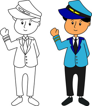 Children illustration about occupation , pilot