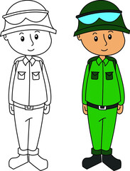 Character army, children illustration