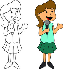 Character News anchor, girl with microphone