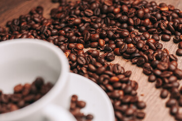 a cup of coffee freshly brewed beverage view from above
