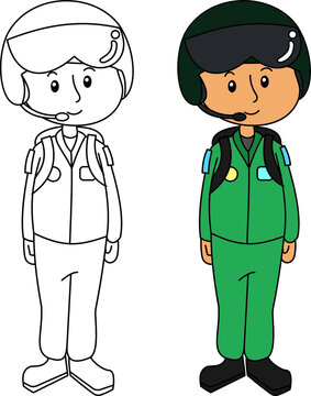 Character army pilot, male with army uniform