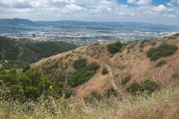 Aerial view of Burbank CA from Verdugo Mountains