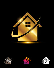 Golden Home Symbol Vector Logo Sign