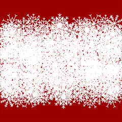 Obraz premium Winter background with snowflakes of different shapes and sizes. Vector illustration of design elements for greeting cards, posters, wallpaper, surface, web design, textile, decor, print.