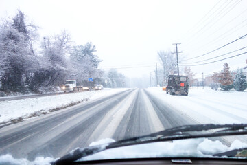snow-covered road in winter