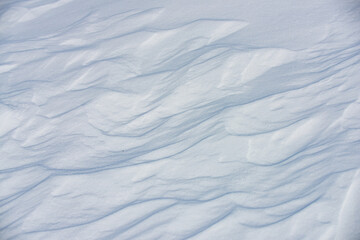 Snow background with copy space for text. Snowy winter pattern with frozy texture.