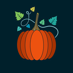 Naklejka premium Orange pumpkin vector icon, autumn design, pumpkin decor element, vector pumpkin, pumpkin element for design, pumpkin poster