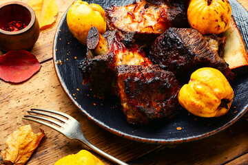 Smoked beef ribs with bone