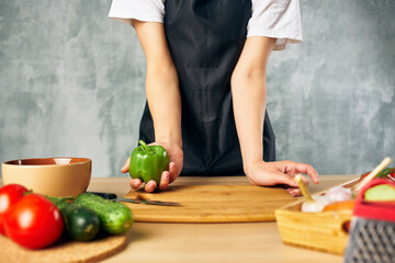 housewife Cooking healthy eating isolated background