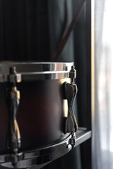 Close up of a snare drum, percussion instrument.