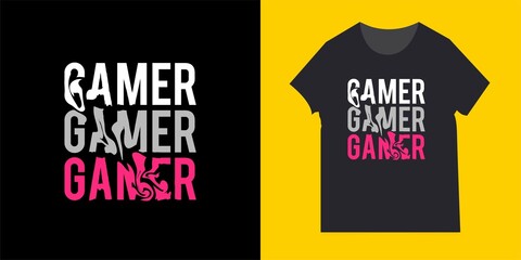T-shirts and clothes in trendy design style with gamepad, typography. can be applied in the form of t-shirts, posters and other print media