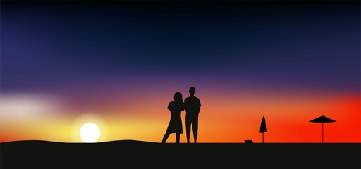 silhouette of animals of the African Sunset Landscape background. Illustration Sunset on borobudur tamples. Sunset Landscape background. Tropical ocean sunset background. Sunset Landscape background.  - obrazy, fototapety, plakaty