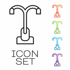 Black line Street light system icon isolated on white background. Set icons colorful. Vector