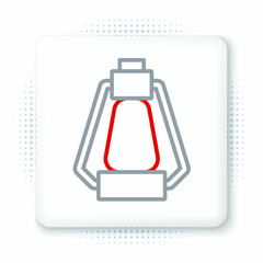 Line Camping lantern icon isolated on white background. Happy Halloween party. Colorful outline concept. Vector