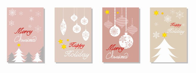 Set of frame for Winter holiday. Christmas illustration collection. Happy holiday, Merry Christmas vector template. Vector illustration.