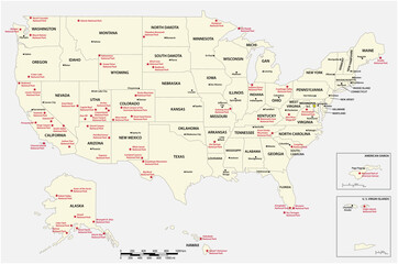 vector map of the US American National Parks