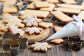 Cooking Christmas ginger cookies.