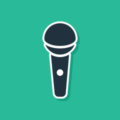 Blue Microphone icon isolated on green background. On air radio mic microphone. Speaker sign. Vector