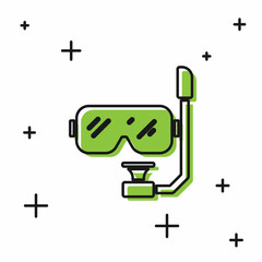 Black Diving mask and snorkel icon isolated on white background. Extreme sport. Diving underwater equipment. Vector