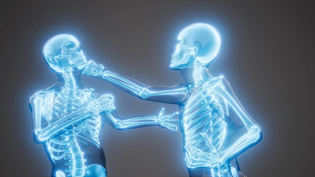 fighting men with visible bones