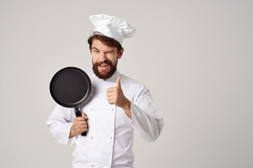 male cook restaurant provision of services light background