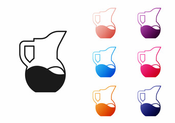 Black Milk jug or pitcher icon isolated on white background. Set icons colorful. Vector