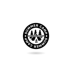 Summer camp stamp icon with shadow