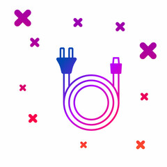 Color Electric plug icon isolated on white background. Concept of connection and disconnection of the electricity. Gradient random dynamic shapes. Vector