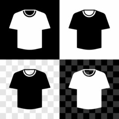 Set T-shirt icon isolated on black and white, transparent background. Vector