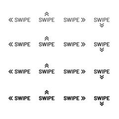 Swipe icon set with thin and thick line. Scroll right, left, up and down
