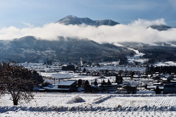 【冬景色】雪に覆われた田んぼ