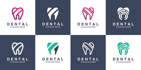 Dental logo collection with modern design Premium Vector