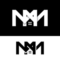 Monogram Initial Letter M MM Mortgage House Logo Design Template. Suitable for Architecture Mortgage Real Estate Realty Property Management Agent Agency Business Company Corporate Brand Logo Design. - obrazy, fototapety, plakaty