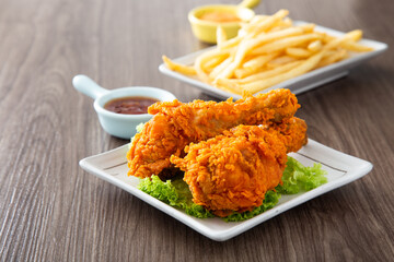 crispy and golden fried chickens