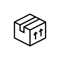 Delivery box with up arrows line icon. This side up cardboard box. Secure transport, shipping, cargo service. Fragile carton package. Online product safe shipment. Vector illustration, clip art.