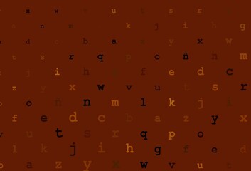 Dark orange vector template with isolated letters.