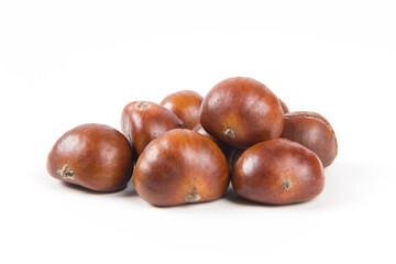 Close-up Chestnuts isolated on white background.