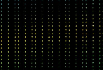 Dark green, yellow vector layout with banking symbols.