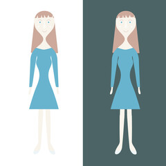 Girl flat design stock vector illustration on white, on black for web, for print