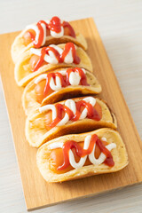 flat pancake roll with sausage
